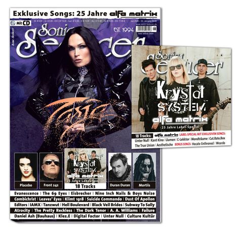 Exklusive Songs: 25 Jahre alfa matrix. Zwei Cover mit Musikern. Text über Bands und 18 Tracks, inklusive Bonus-Songs.