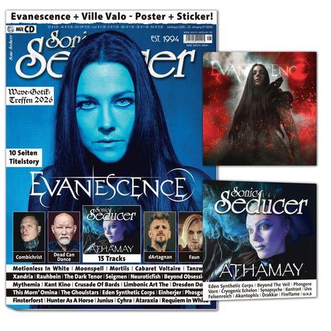Evanescence + Ville Valo, Poster + Sticker! Sonic Seducer Cover mit blau getöntem Porträt und Album-Cover von Evanescence.