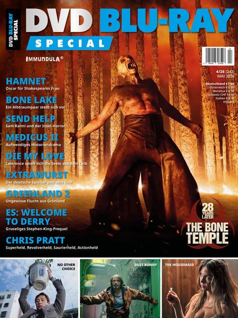 DVD BLU-RAY SPECIAL. Titel: IMMUNDULA®. Themen: HAMNET, BONE LAKE, SEND HELP, MEDICUS II, DIE MY LOVE.