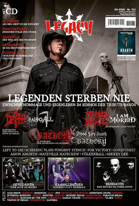 "LEGACY - Legenden sterben nie. Zwischen Hommage und Eigenleben: Im Kosmos der Tribute-Bands." Mann mit Cowboyhut.