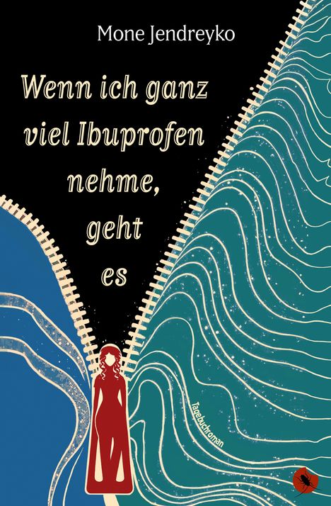 „Wenn ich ganz viel Ibuprofen nehme, geht es.“ Ein Reißverschluss teilt eine blaue und grüne Fläche.
