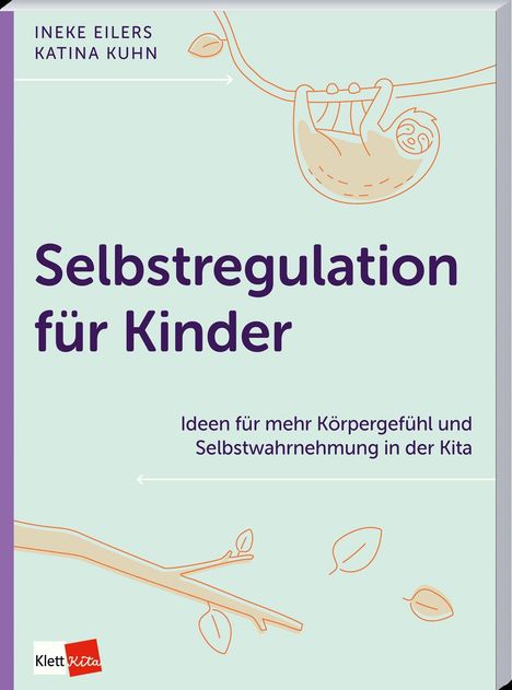 „Selbstregulation für Kinder“ steht groß darauf. Illustration: Ein Faultier hängt an einem Ast.