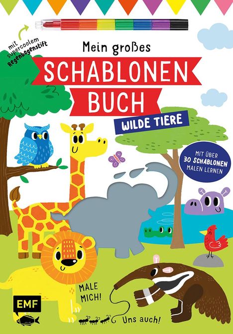 Elizabeth Golding: Mein großes Schablonen-Buch - Wilde Tiere, Buch