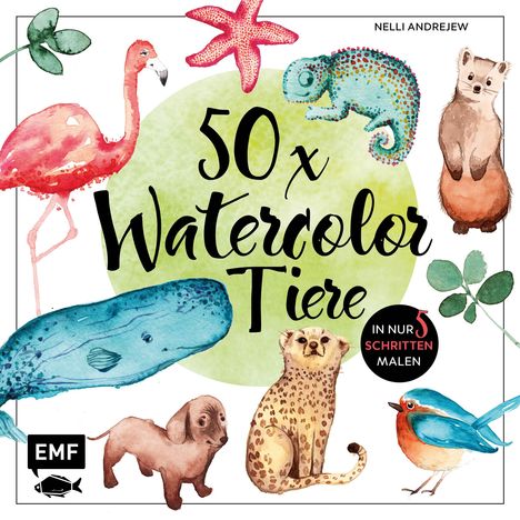 Nelli Andrejew: 50 x Watercolor Tiere, Buch