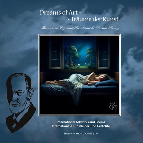 "Dreams of Art - Träume der Kunst". Hommage an Sigmund Freud. Schlafende Frau, surrealer Traumhintergrund.