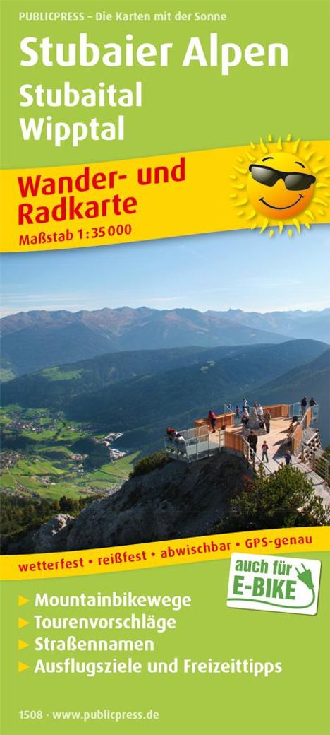 Stubaier Alpen, Stubaital, Wipptal Wander- und Radkarte 1 : 35 000, Karten
