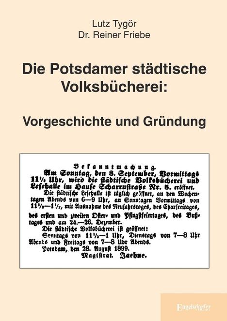 Reiner Friebe: Friebe, R: Potsdamer städtische Volksbücherei: Vorgeschichte, Buch