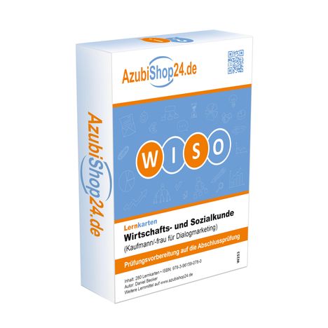 Daniel Becker: AzubiShop24.de Lernkarten WI(E)SO Wirtschafts- und Sozialkunde Kaufmann / Kauffrau für Dialogmarketing Prüfungsvorbereitung WISO Prüfung, Buch