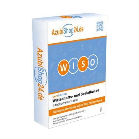 AzubiShop24.de-Lernkartenbox "WISO" für Prüfungsvorbereitung in Wirtschafts- und Sozialkunde. Enthält 260 Lernkarten.