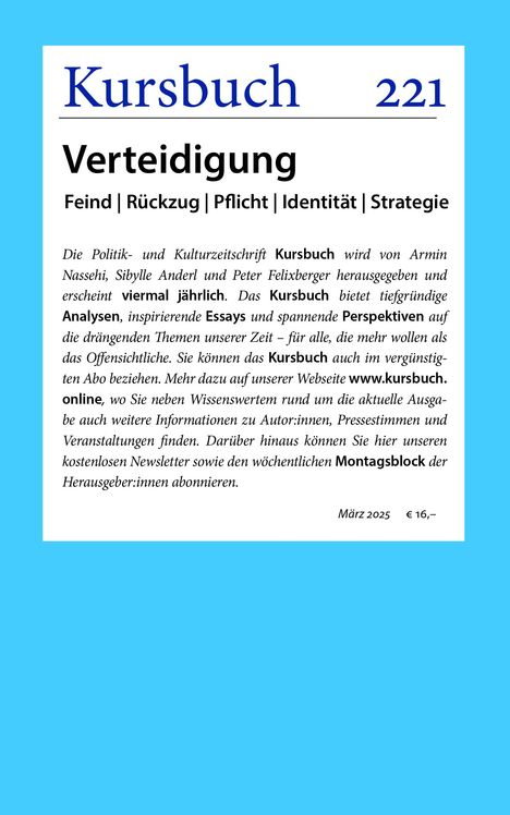 Kursbuch 221, Buch