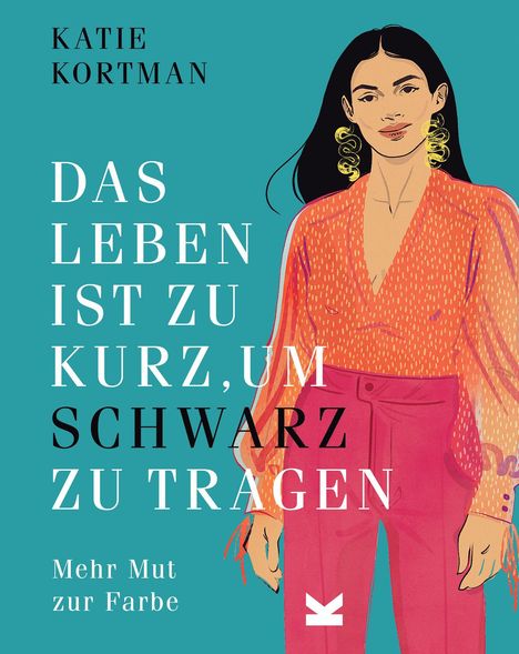 **COVER FOLGT** in Rot auf Illustration einer Frau in roter Kleidung mit gelben Ohrringen vor türkisem Hintergrund.
