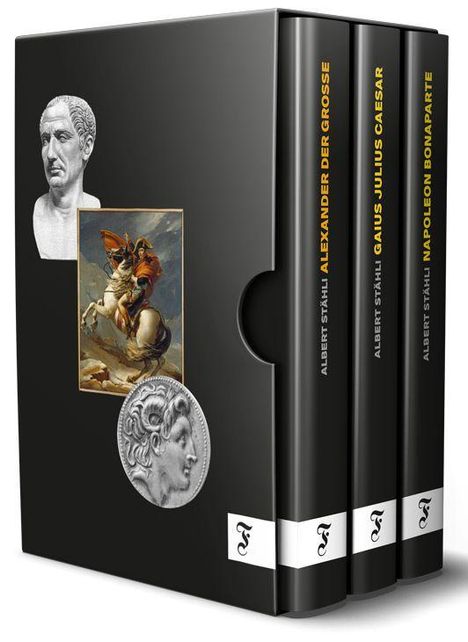 Boxset mit drei Büchern: Alexander der Grosse, Gaius Julius Caesar, Napoleon Bonaparte; Text von Albert Stähli.
