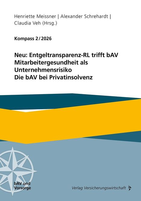 Titel: "Kompass 2/2026: Neu: Entgelttransparenz-RL trifft bAV..." Unten links ist ein bAV und Vorsorge Logo.
