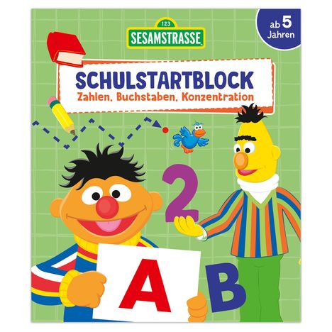 Sesamstraße Schulstartblock - Zahlen, Buchstaben, Konzentration, Buch