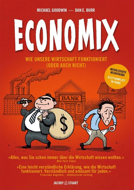 Titel: ECONOMIX. Untertitel: Wie unsere Wirtschaft funktioniert (oder auch nicht). Zwei Figuren, eine reich, eine arm.