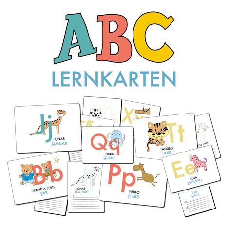 Lisa Wirth: ABC-Lernkarten der Tiere, Bildkarten, Wortkarten, Flash Cards mit Groß- und Kleinbuchstaben, Diverse