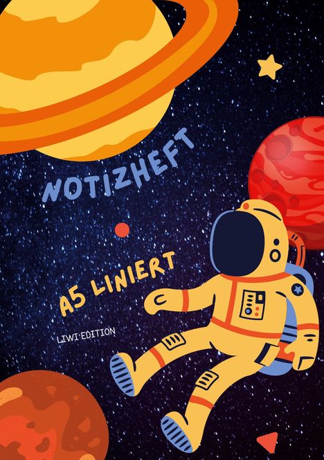 Notizbuch A5: Dünnes Notizheft für Kinder - A5 liniert - Softcover Astronaut - FSC Papier, Buch