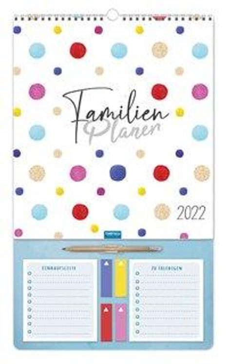 Trötsch Familienkalender Familienplaner mit Stift 2022, Kalender