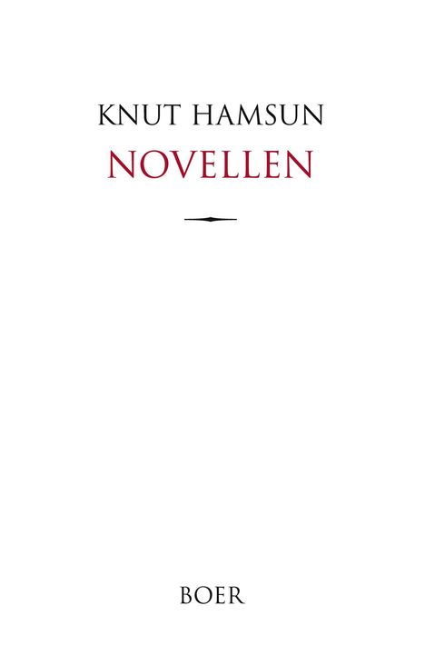 „Knut Hamsun Novellen“ steht in der Mitte, darunter „BOER“. Ein Buchcover mit schlichtem Design.