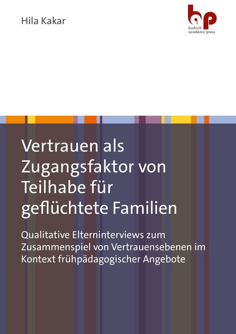 Titel: "Vertrauen als Zugangs­faktor von Teilhabe für geflüchtete Familien". Farbige Streifen, Logo oben rechts.