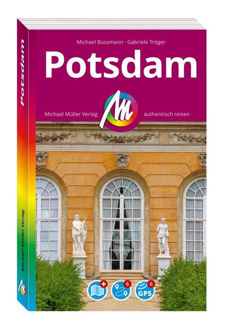 Text: *Michael Bussmann · Gabriele Tröger · Potsdam · Michael Müller Verlag · authentisch reisen*.  
Gebäude mit Rundbogenfenstern.