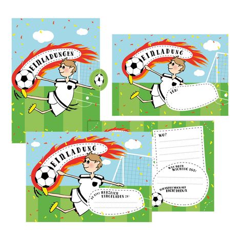 Lisa Wirth: 12 Einladungskarten Fußball zum Geburtstag für Jungs inkl. Umschläge, Diverse