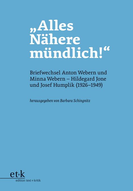 "Alles Nähere mündlich!", Buch