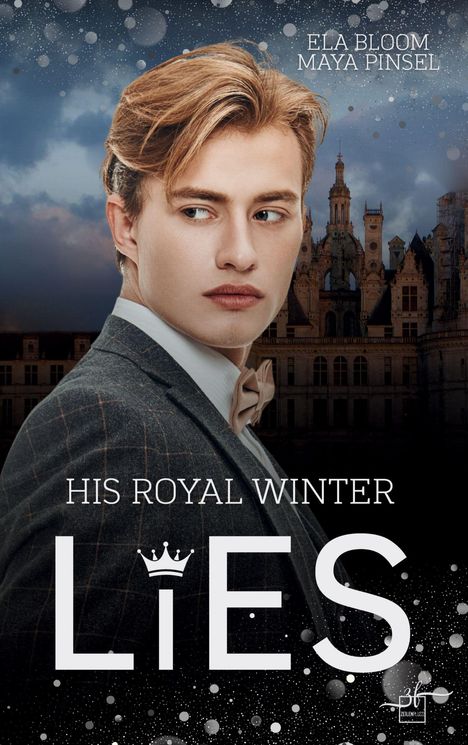 „His Royal Winter Lies“ steht in weißer Schrift über einem jungen Mann vor einem Schloss. Sterne funkeln im Hintergrund.