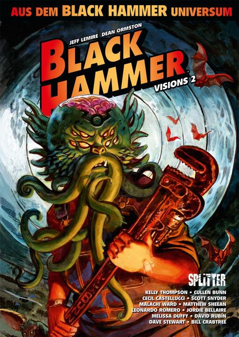 "Aus dem Black Hammer Universum", Titel: "Black Hammer Visions 2", bunter Oktopus-Mensch mit Schraubenschlüssel, Mond im Hintergrund.