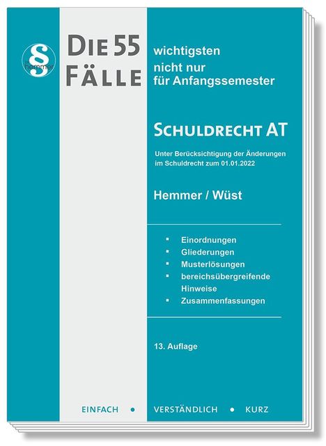 Karl-Edmund Hemmer: Hemmer, K: 55 wichtigsten Fälle Schuldrecht AT, Buch