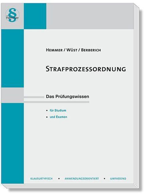 „Strafprozessordnung: Das Prüfungswissen für Studium und Examen“ steht zentral. Blaue und graue Design-Elemente.