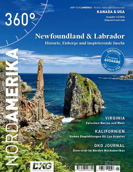 Titel: "360° NORDAMERIKA", Themen: Newfoundland & Labrador, Virginia, Kalifornien. Küstenlandschaft mit klarer See.