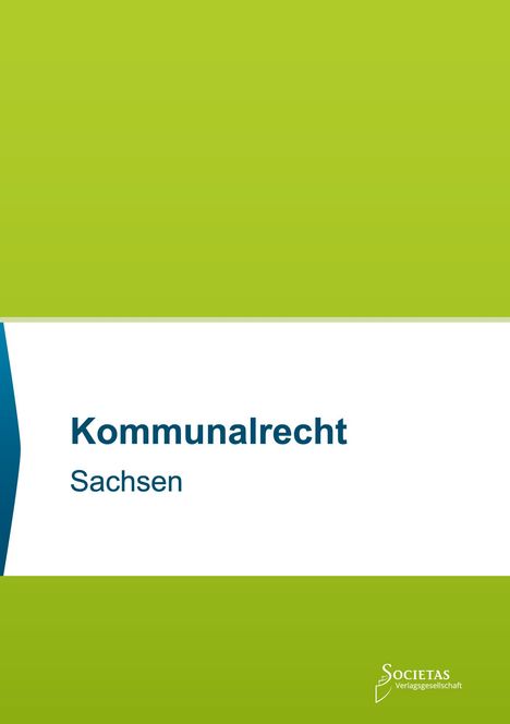 „Kommunalrecht Sachsen“ steht auf einem Buchcover. Grüner und weißer Hintergrund mit einem kleinen Logo unten rechts.