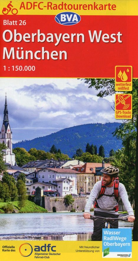 ADFC-Radtourenkarte 26 Oberbayern West München 1:150.000, reiß- und wetterfest, E-Bike geeignet, GPS-Tracks Download, Karten