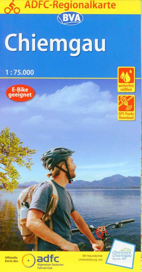 ADFC-Regionalkarte Chiemgau 1:75.000, mit Tagestourenvorschlägen, reiß- und wetterfest, E-Bike-geeignet, GPS-Tracks Download, Karten