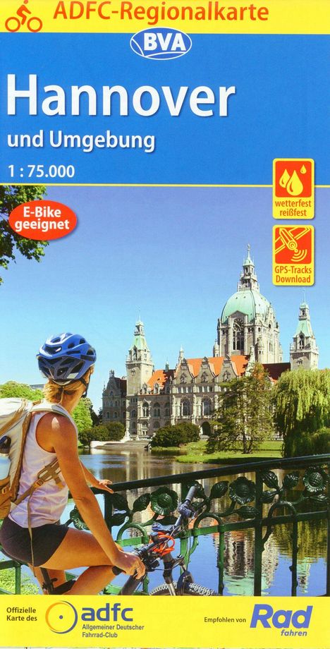 ADFC-Regionalkarte Hannover und Umgebung, 1:75.000, mit Tagestourenvorschlägen, reiß- und wetterfest, E-Bike-geeignet, GPS-Tracks Download, Karten