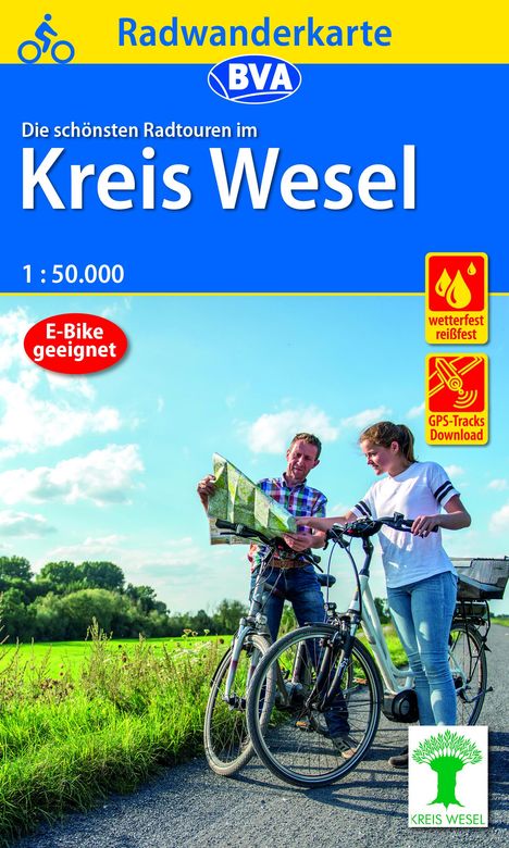 Radwanderkarte BVA Die schönsten Radtrouren im Kreis Wesel 1:50.000, reiß- und wetterfest, GPS-Tracks Download, Karten