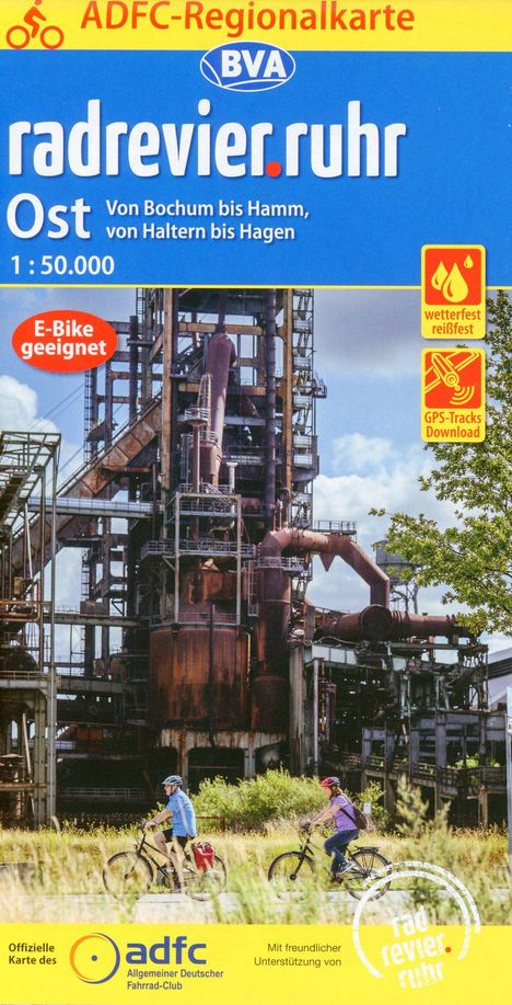 ADFC-Regionalkarte radrevier.ruhr Ost, 1:50.000, mit Tagestourenvorschlägen, reiß- und wetterfest, E-Bike-geeignet, GPS-Tracks Download, Karten