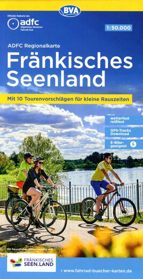 ADFC-Regionalkarte Fränkisches Seenland, 1:50.000, mit Tagestourenvorschlägen, reiß- und wetterfest, E-Bike-geeignet, GPS-Tracks Download, Karten
