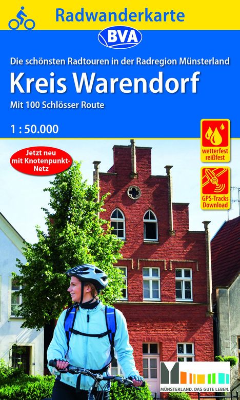 Radwanderkarte BVA Radregion Münsterland Kreis Warendorf mit 100 Schlösser Route 1:50.000, reiß- und wetterfest, GPS-Tracks Download, Karten