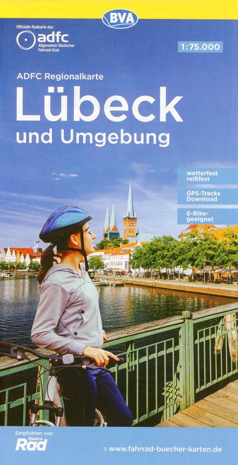 ADFC-Regionalkarte Lübeck und Umgebung, 1:75.000, mit Tagestourenvorschlägen, reiß- und wetterfest, E-Bike-geeignet, GPS-Tracks-Download, Karten