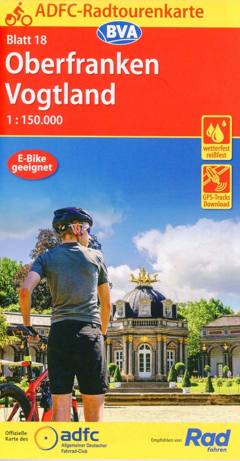 ADFC-Radtourenkarte 18 Oberfranken /Vogtland 1:150.000, reiß- und wetterfest, E-Bike geeignet, GPS-Tracks Download, Karten