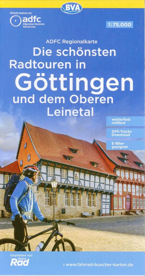 ADFC-Regionalkarte Die schönsten Radtouren in Göttingen und dem Oberen Leinetal, mit Tagestourenvorschlägen, 1:75.000, reiß- und wetterfest, E-Bike-geeignet, GPS-Tracks Download, Karten