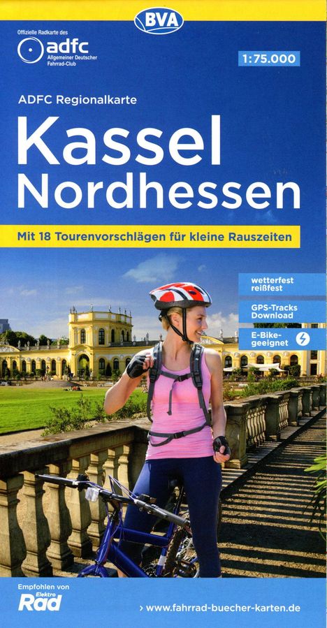 ADFC-Regionalkarte Kassel Nordhessen, 1:75.000, mit Tagestourenvorschlägen, reiß- und wetterfest, E-Bike-geeignet, GPS-Tracks-Download, Karten
