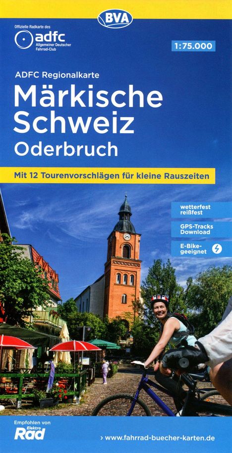 ADFC-Regionalkarte Märkische Schweiz Oderbruch, 1:75.000, mit Tagestourenvorschlägen, reiß- und wetterfest, E-Bike-geeignet, GPS-Tracks Download, Karten