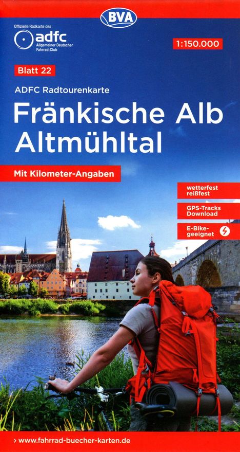 ADFC-Radtourenkarte 22 Fränkische Alb Altmühltal 1:150.000, reiß- und wetterfest, GPS-Tracks Download, Buch