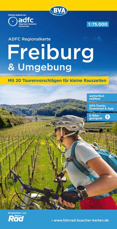 ADFC-Regionalkarte Freiburg und Umgebung 1:75.000, reiß- und wetterfest, GPS-Tracks Download, Karten