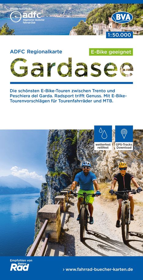 ADFC-Regionalkarte Gardasee, 1:50.000, E-Bike-geeignet, reiß- und wetterfest, GPS-Tracks-Download, Karten