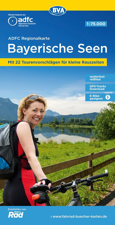 ADFC-Regionalkarte Bayerische Seen, 1:75.000, reiß- und wetterfest, mit kostenlosem GPS-Download der Touren via BVA-website oder Karten-App, Karten