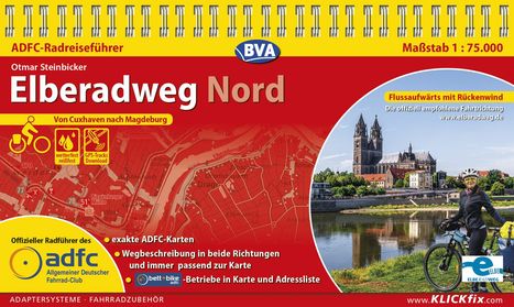Otmar Steinbicker: ADFC-Radreiseführer Elberadweg Nord 1:75.000 praktische Spiralbindung, reiß- und wetterfest, GPS-Tracks Download, Karten